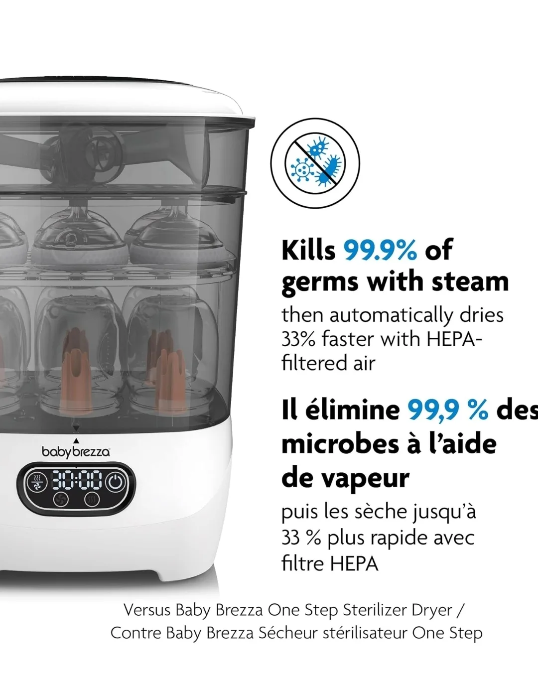 Baby Brezza Bottle Sterilizer & Dryer Advanced | Steam + HEPA image indicator(2)