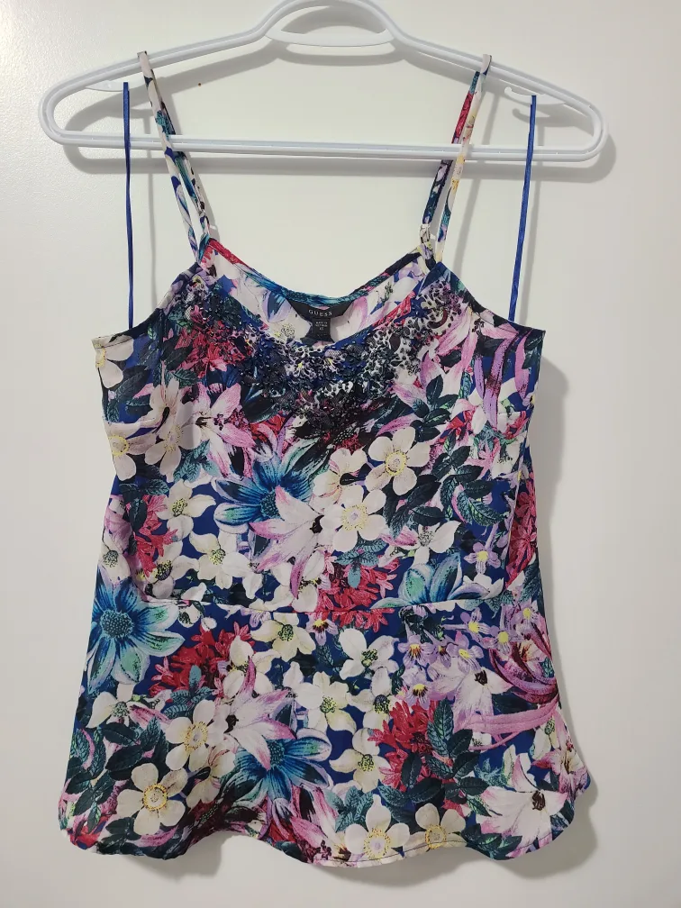 Guess Breezy Peplum Tank Top Women's XS Brand New With Tags thumbnail