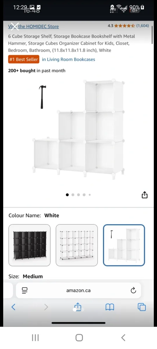 HOMIDEC 6-Cube Storage Shelf - White, Medium thumbnail