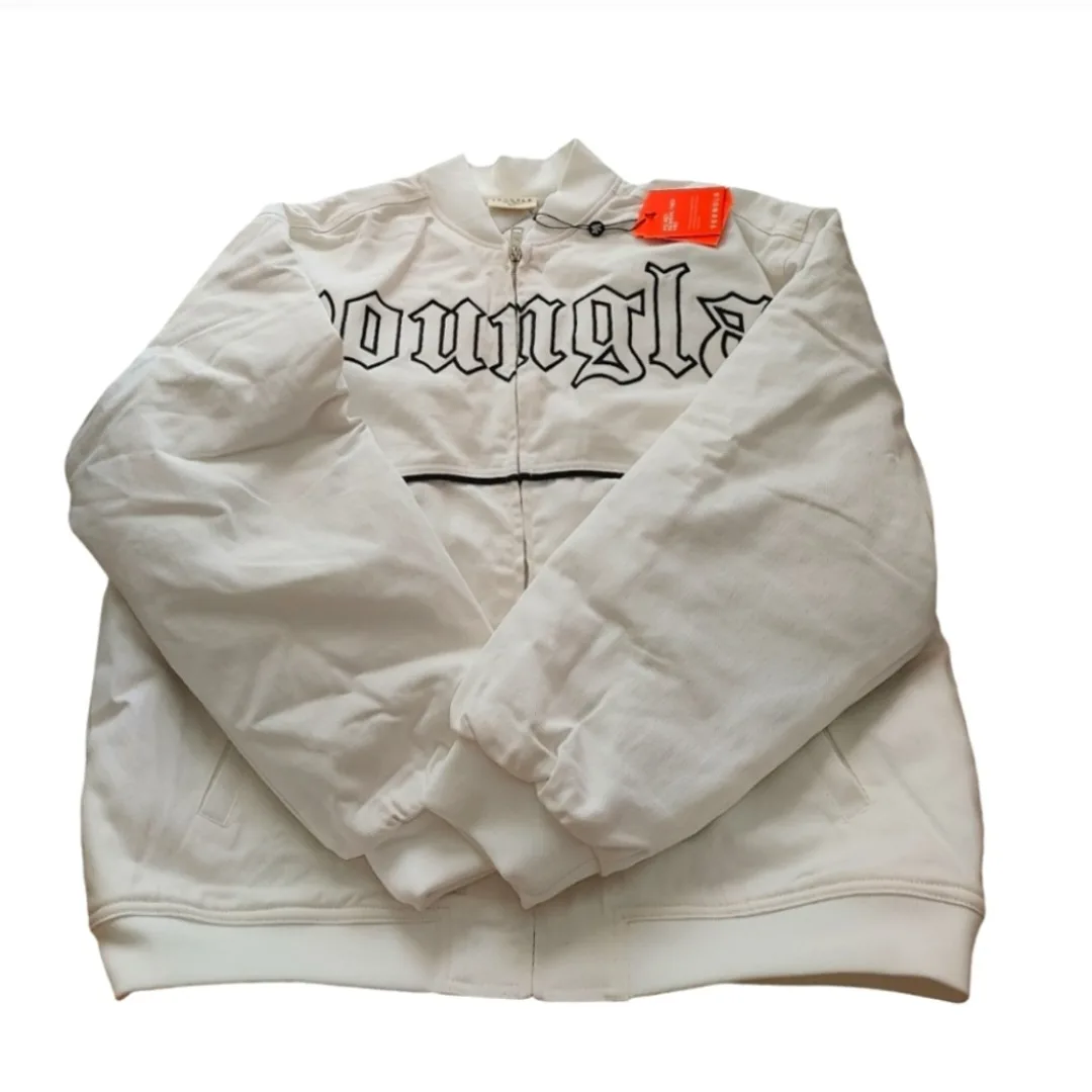 YOUNGLA White Bomber Jacket image indicator(2)