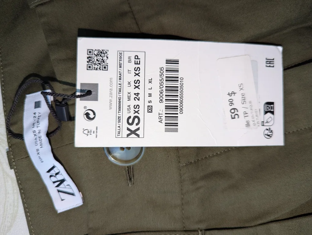 Zara Olive Green Wide Leg Pants - Size XS (New) image indicator(3)