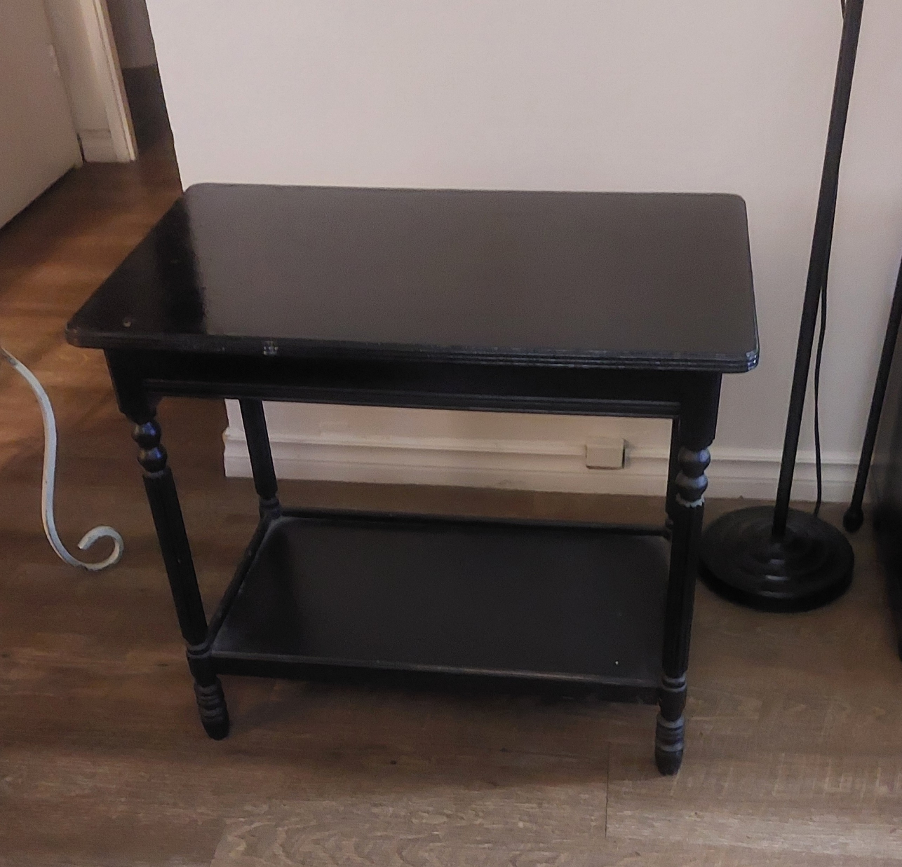 Black Side Table with Shelf