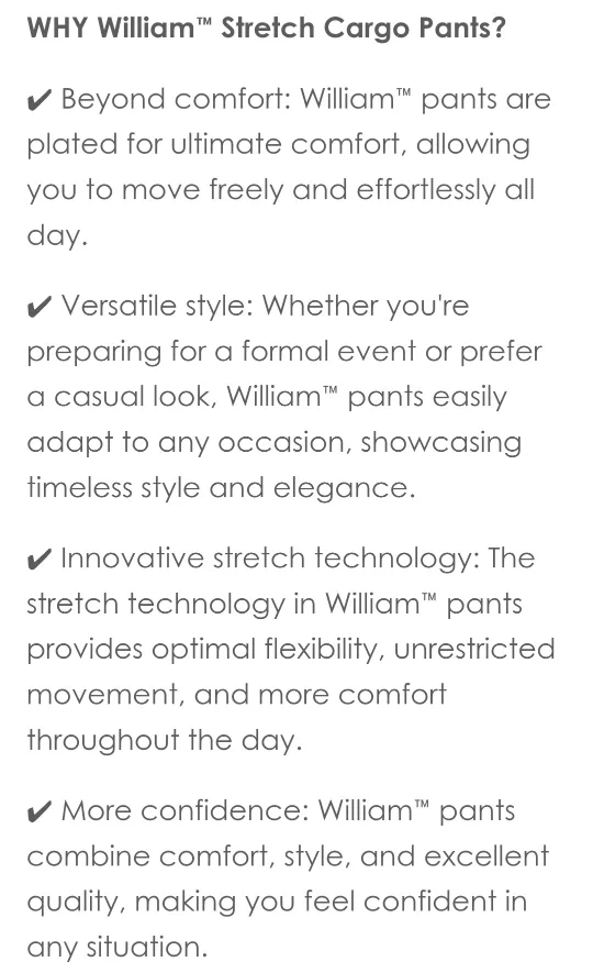 Stretch William Cargo Pants - Size 33 Brand New MIKA MONTREAL image indicator(3)