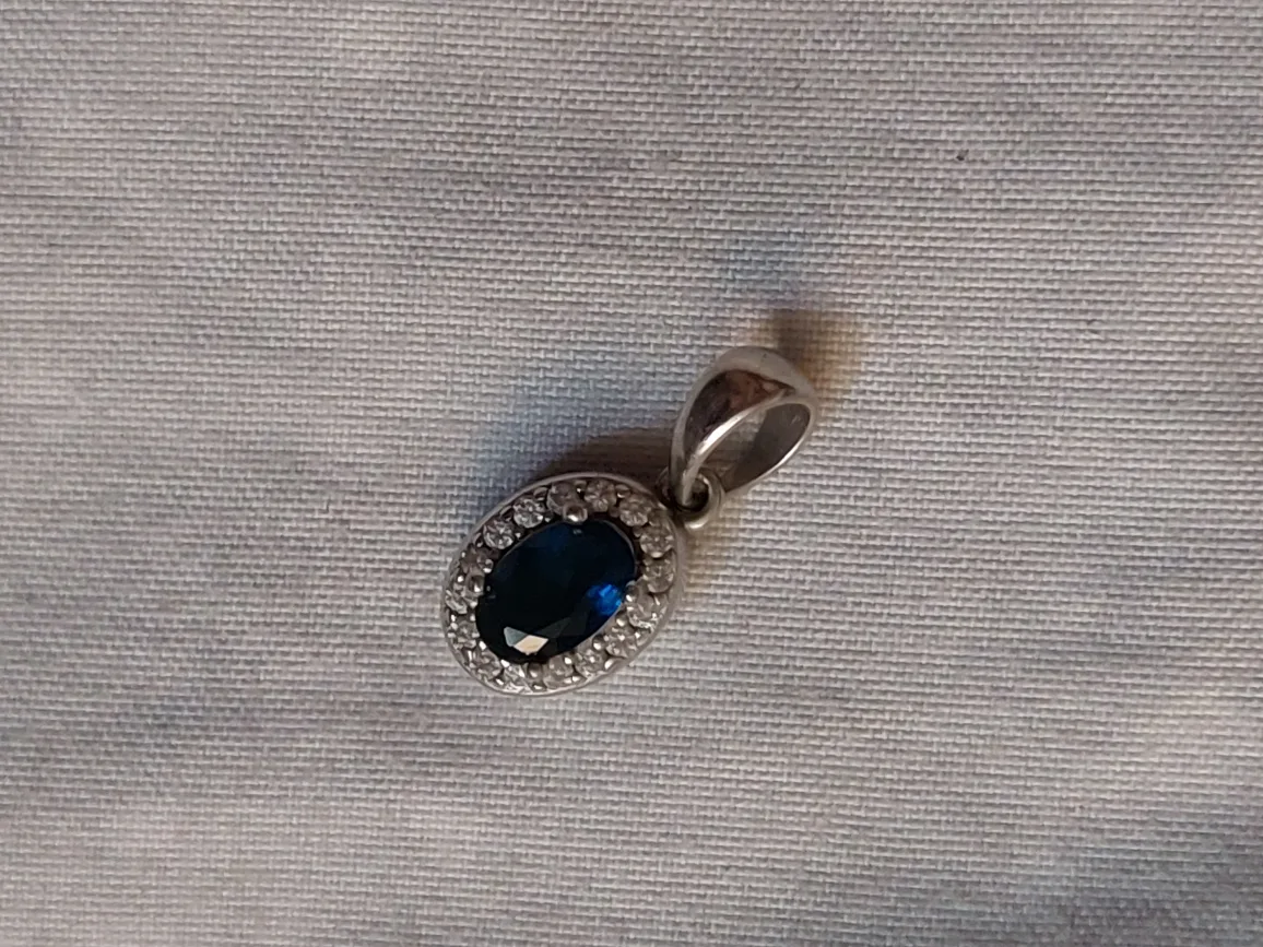 Blue Stone Pendant - Sterling Silver thumbnail