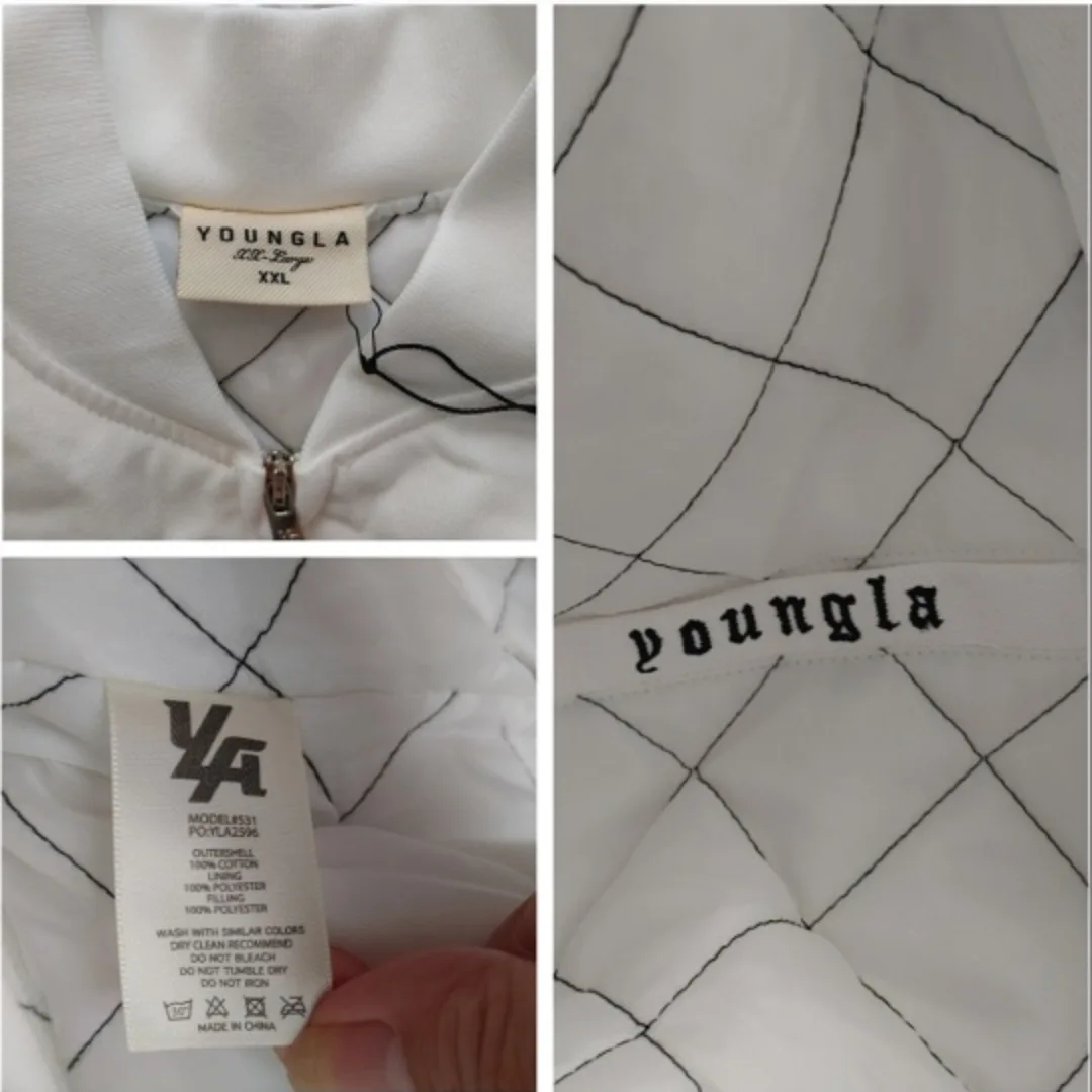 YOUNGLA White Bomber Jacket image indicator(7)