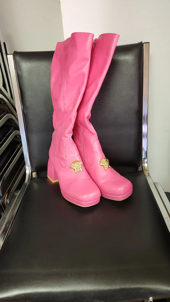 Versace Pink Leather Boots image indicator(2)