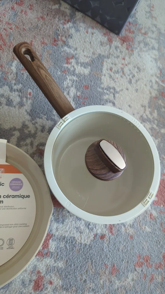 New Anko 24cm Cream Ceramic Frypan & Saucepan with Lid 🥕 image indicator(3)