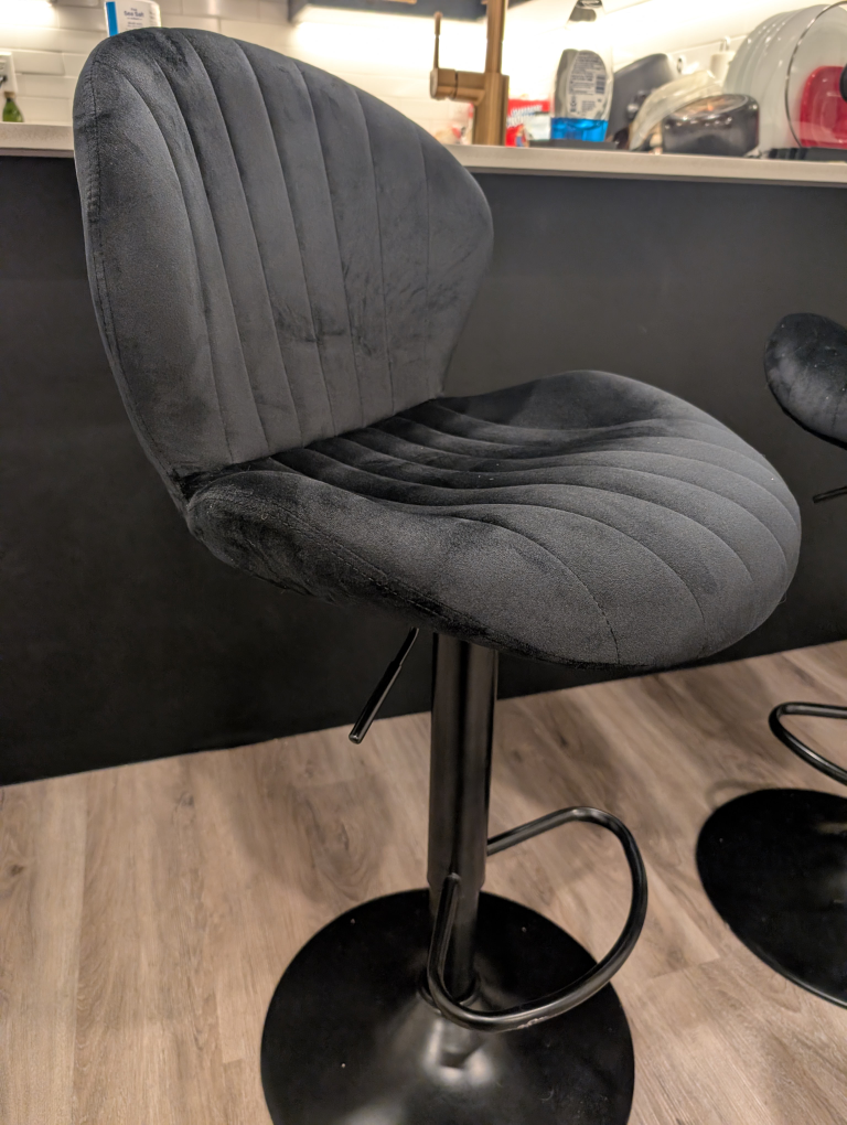 Black Velvet Swivel Bar Stools - Set of 2 - photo 2