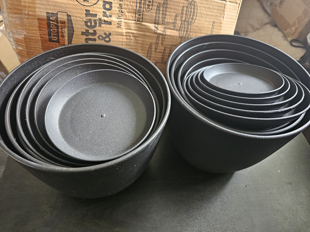 Utopia Home 10-Piece Black Plastic Planter Set - photo 2