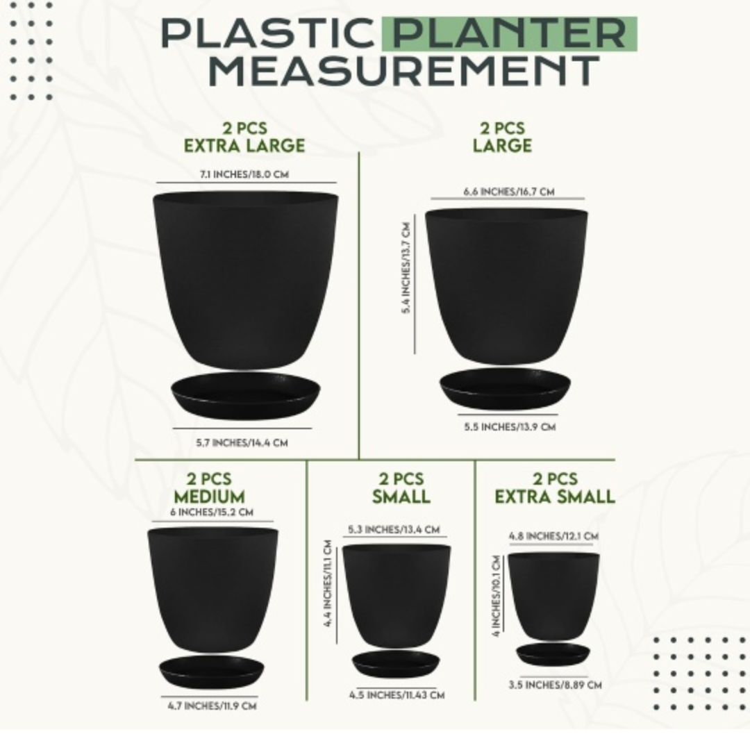 Utopia Home 10-Piece Black Plastic Planter Set - photo 3