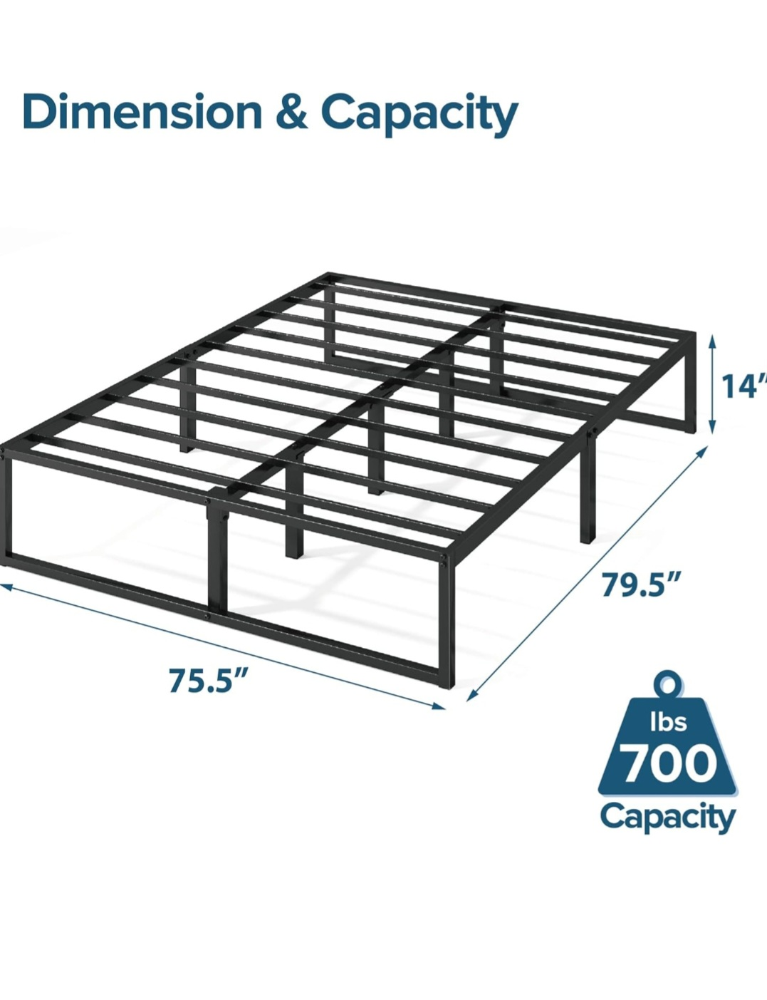 Metal Platform Bed Frame - King Size - photo 2