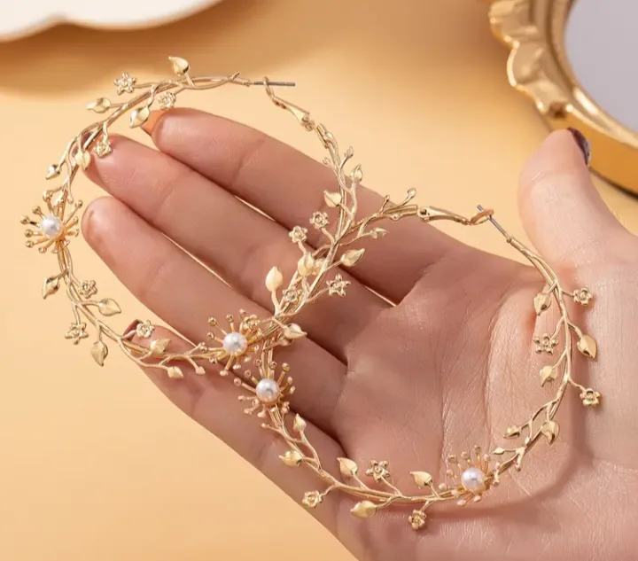 Floral Design Gold Hoop Earrings thumbnail