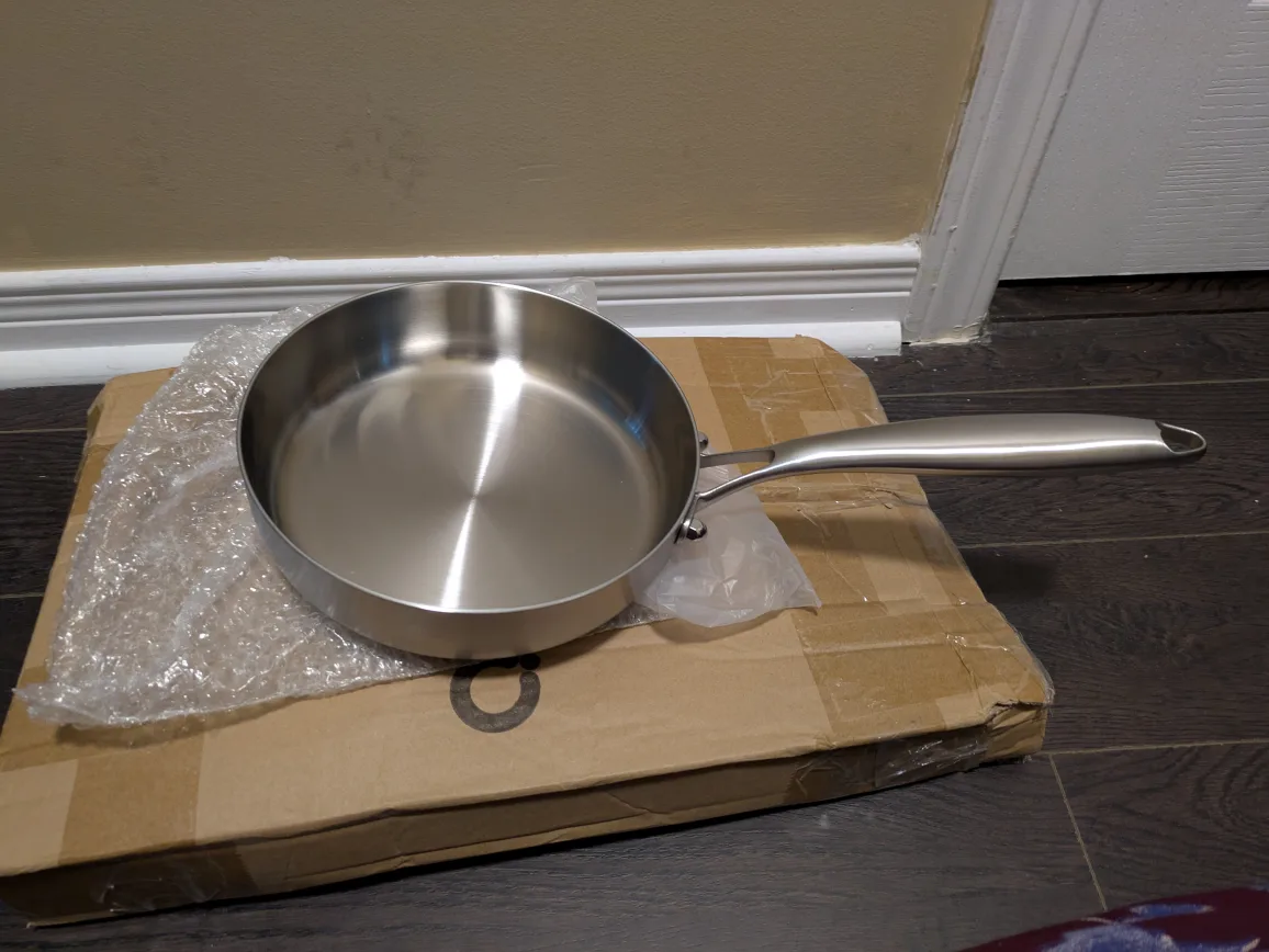 brand new 8inch triply stainless steel heavy weight pan image indicator(3)