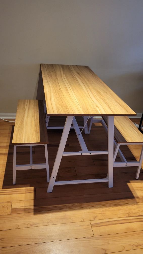 Wooden Dining Table with Benches