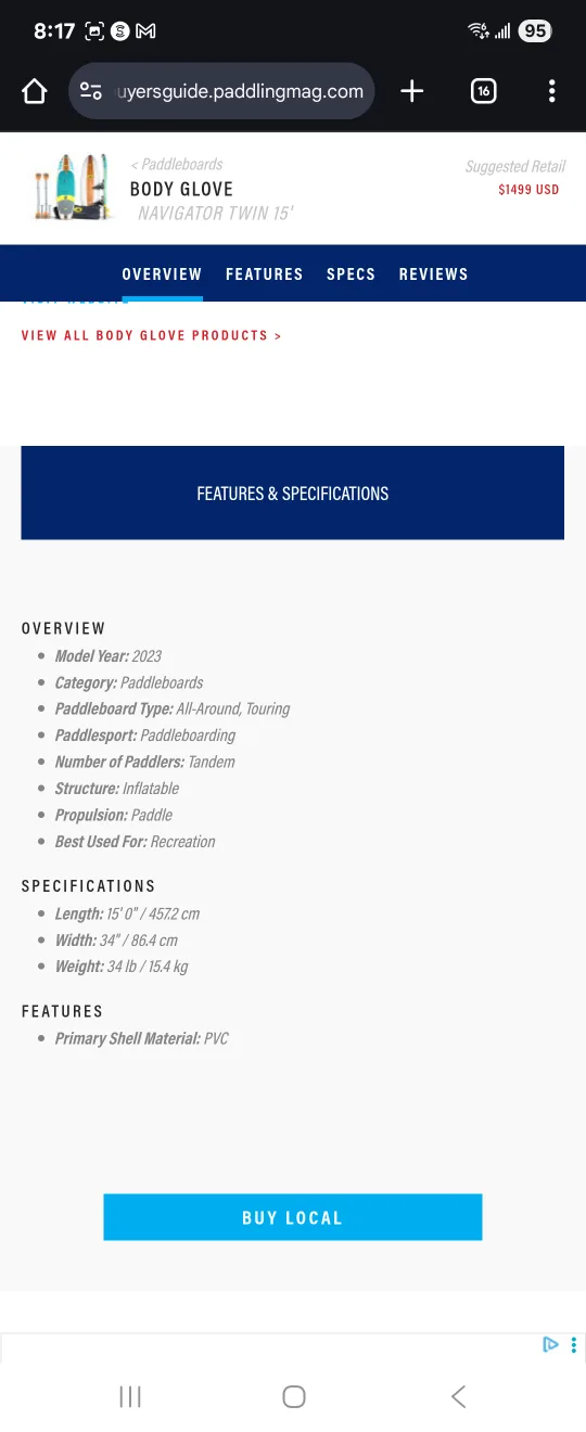 Body Glove Twin Pro Tandem Stand-Up Paddle Board iSUP image indicator(3)