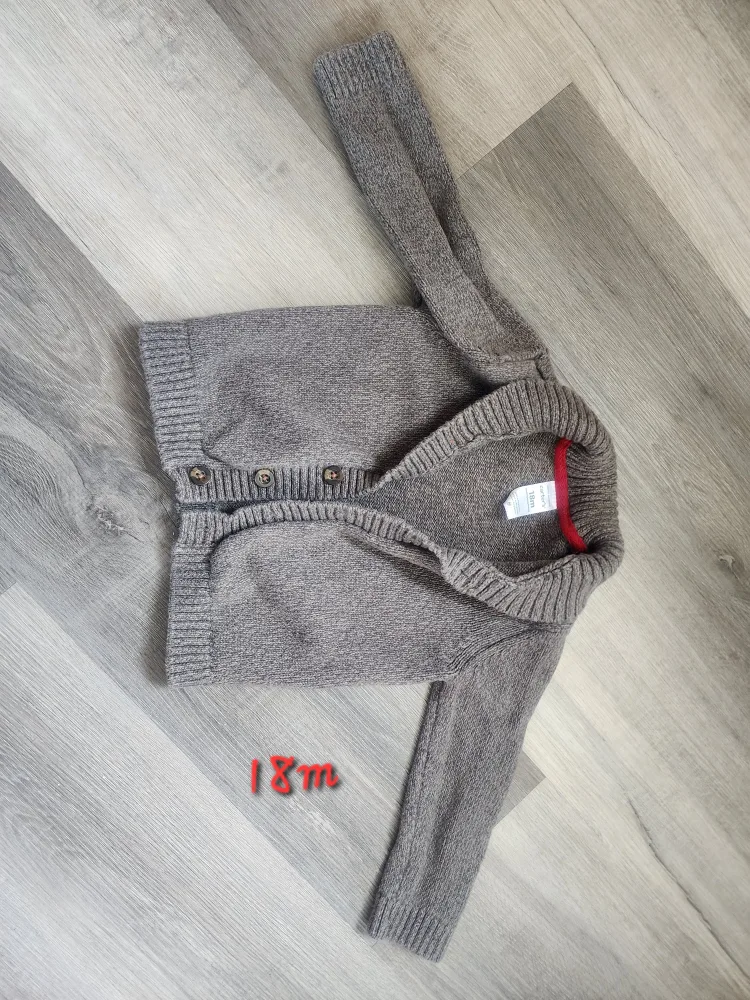 Carter's Grey Knit Cardigan - 18 Months thumbnail