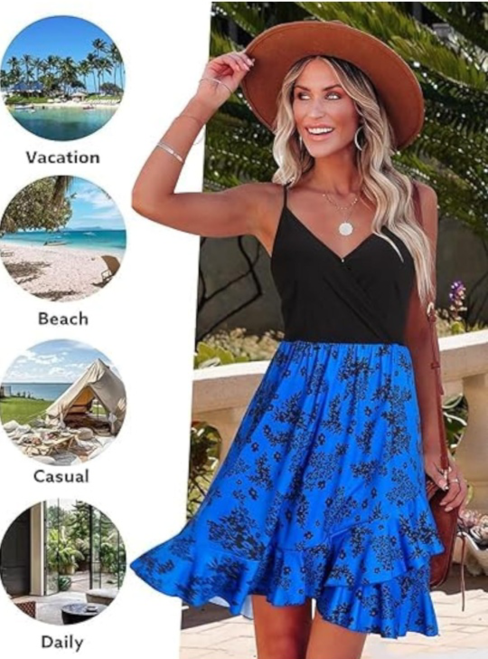Blue Floral Print Mini Dress - photo 3