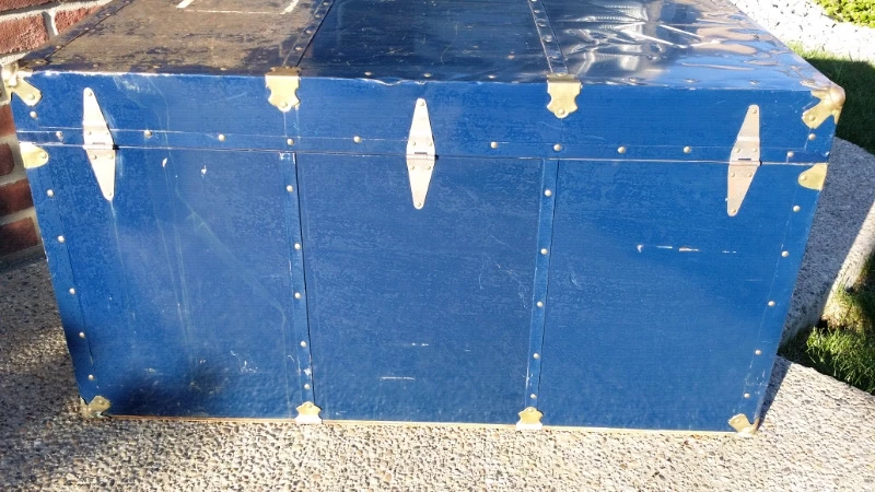 ☆☆☆ LARGE VINTAGE BLUE STEAMER TRUNK/CHEST!! ☆☆☆ - photo 5