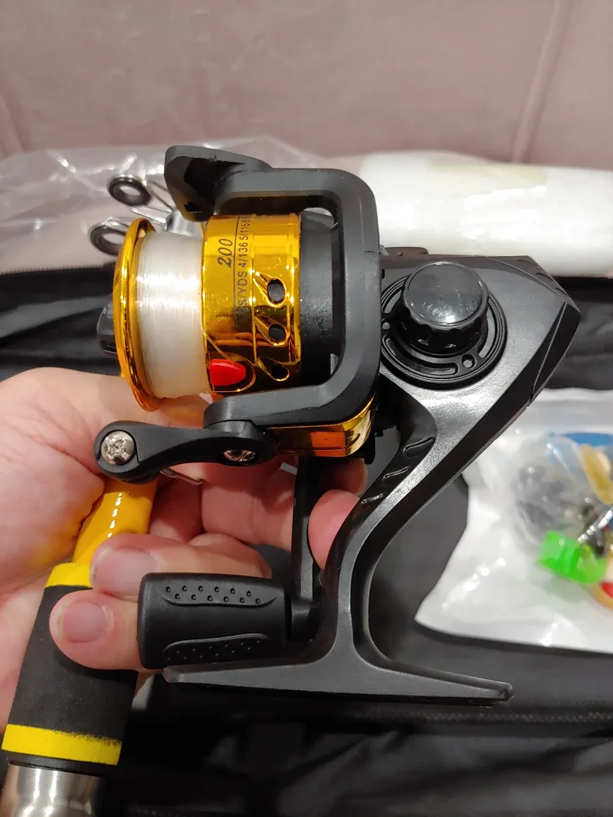 Fishing Rod Glass Fiber w Reel with Lures Combo w Carrying Bag image indicator(3)