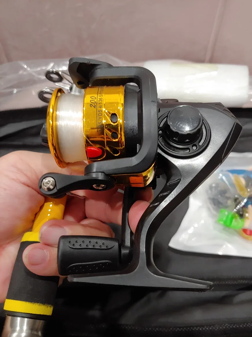 Fishing Rod Glass Fiber w Reel with Lures Combo w Carrying Bag image indicator(4)