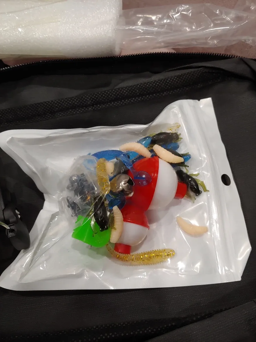 Fishing Rod Glass Fiber w Reel with Lures Combo w Carrying Bag image indicator(6)