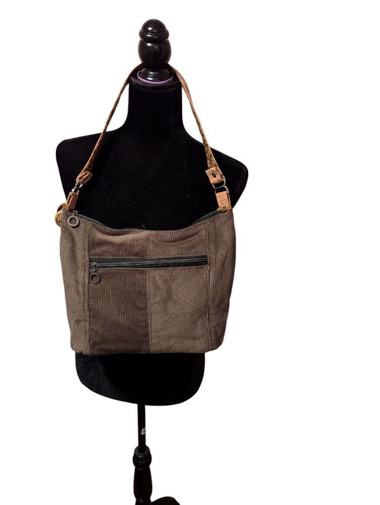Olive Green Corduroy Shoulder Bag