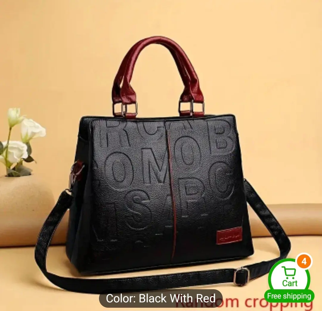 Jingpinyue Black & Red Embossed Tote Bag thumbnail