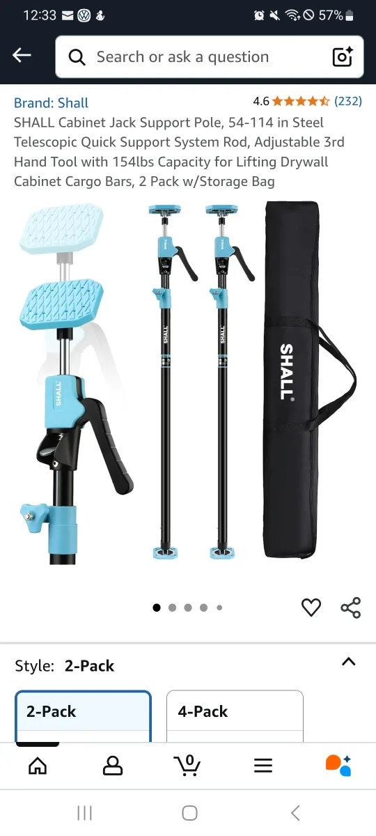SHALL Cabinet Jack Support Pole - 2 Pack thumbnail