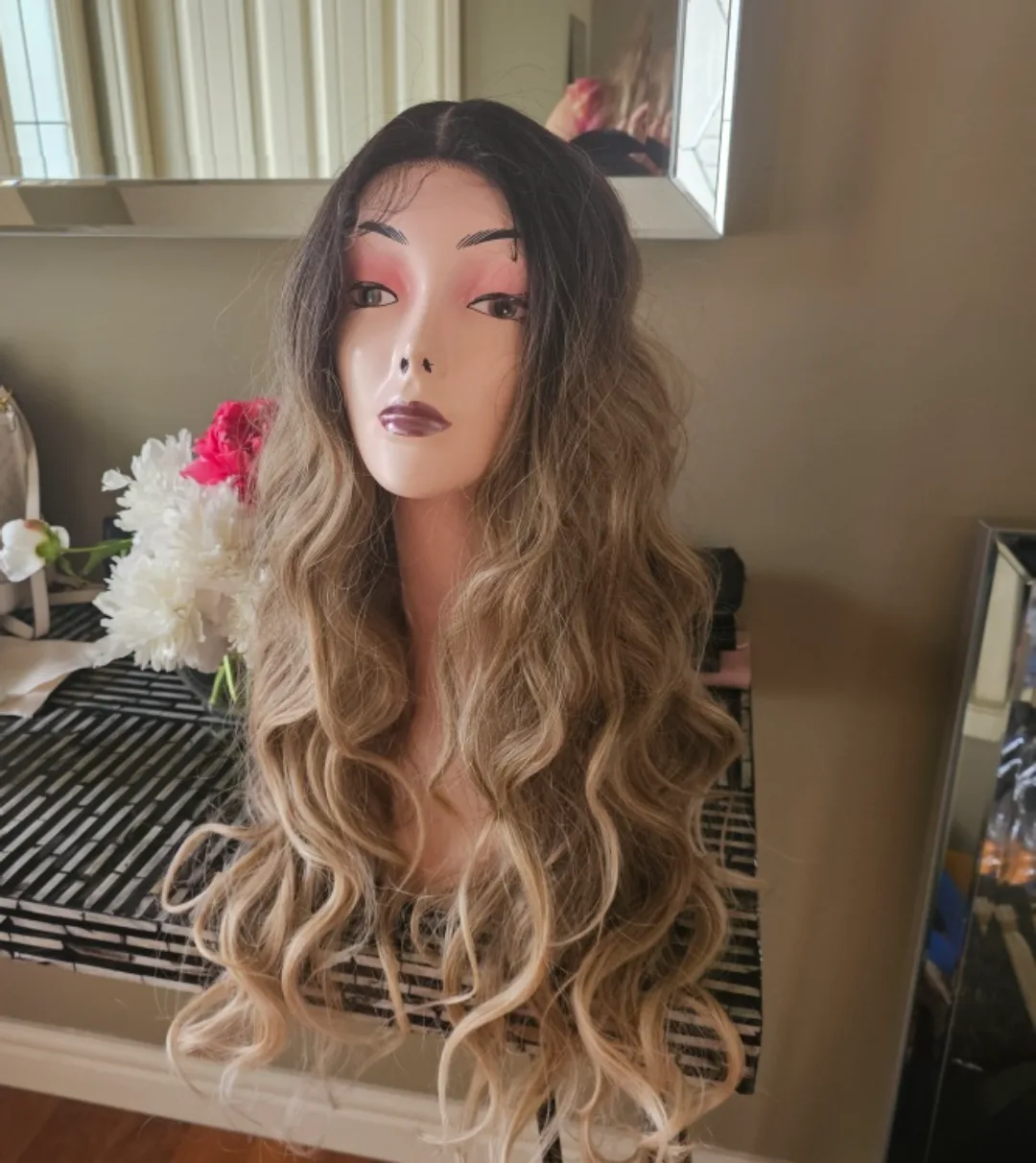 Wig - Brown & Blonde Ombre, Curly thumbnail