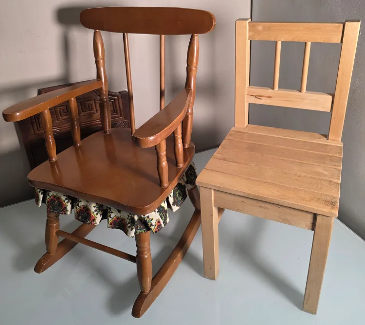 Wooden Children's Rocking Chair & Small Chair thumbnail