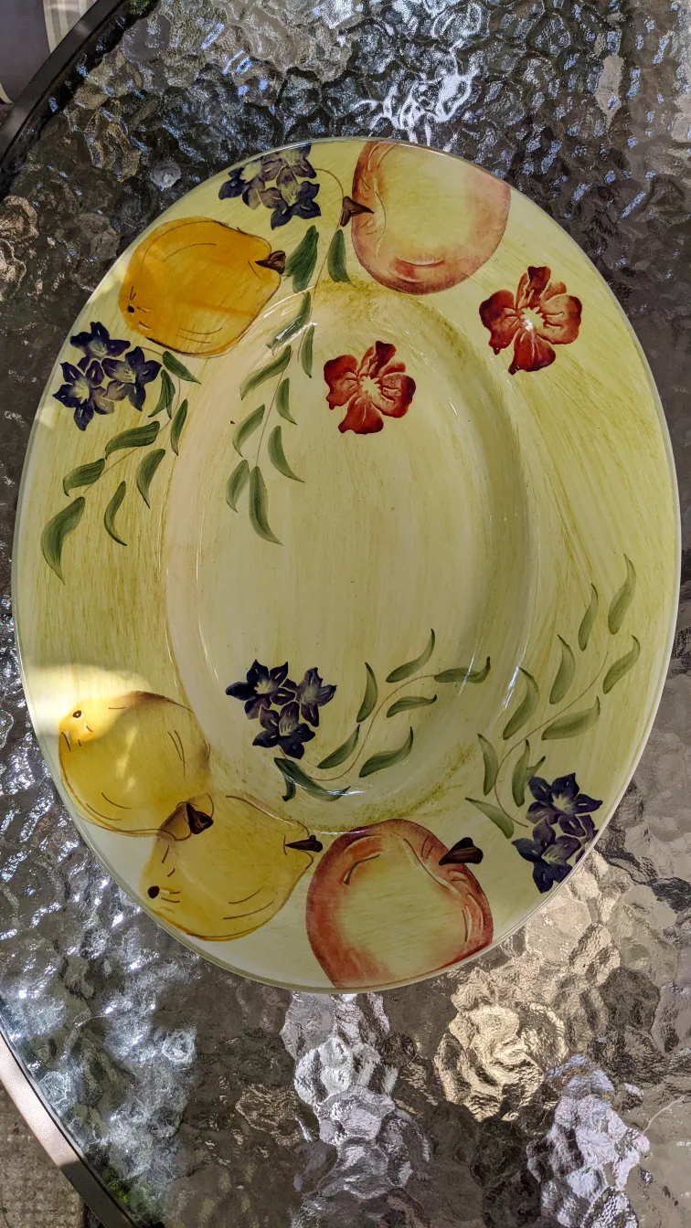 Italian Yellow Ceramic Oval Serving Platter thumbnail