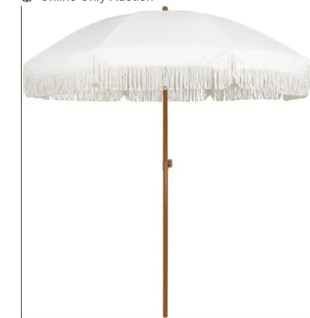 New AMMSUN 7ft Patio Umbrella with Fringe – Color Cream *No Base thumbnail