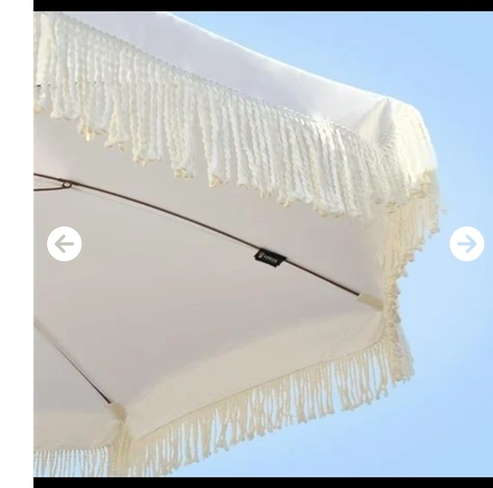 New AMMSUN 7ft Patio Umbrella with Fringe – Color Cream *No Base - photo 2