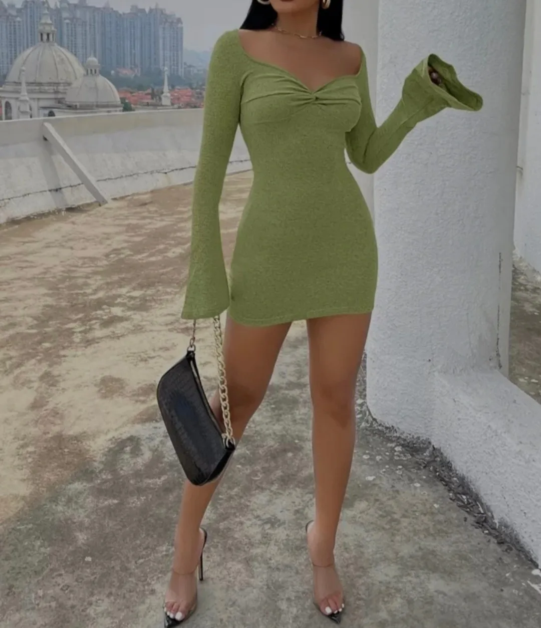 Flounce Sleeve Bodycon Dress image indicator(2)