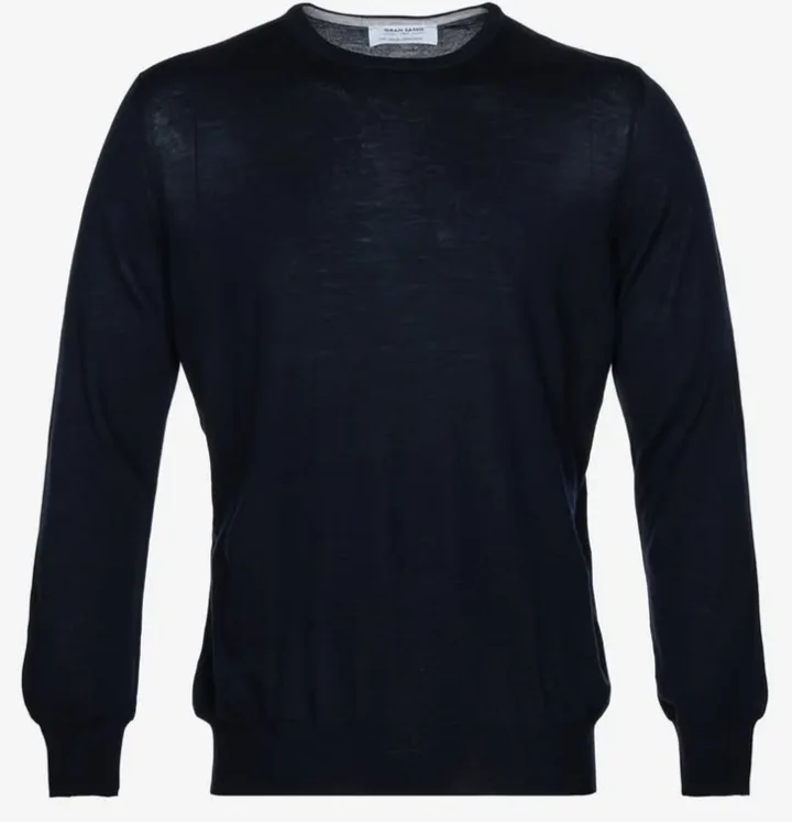 Louis Copeland Gran Sasso Virgin Wool Sweater – Navy, XL thumbnail
