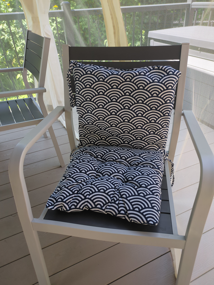 Chair Cushions - B&W Wave & Scale Pattern