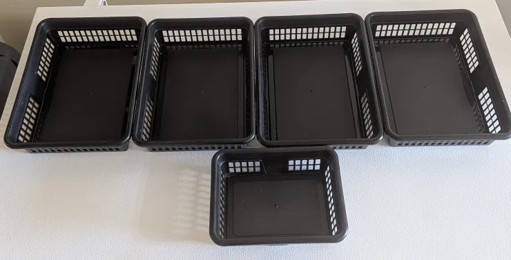 Black Plastic Storage Baskets - Set of 5 thumbnail