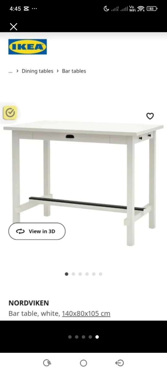 🇨🇦IKEA Nordviken Bar Table - White thumbnail