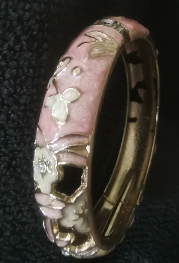Pink Floral Bangle Bracelet thumbnail
