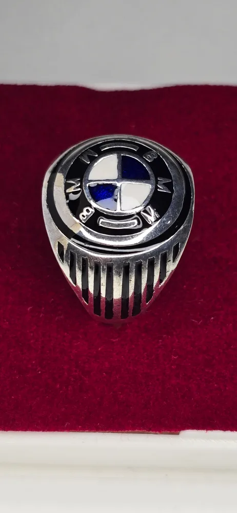BMW Logo Ring, Men's size - 13, Pure Silver Ring thumbnail