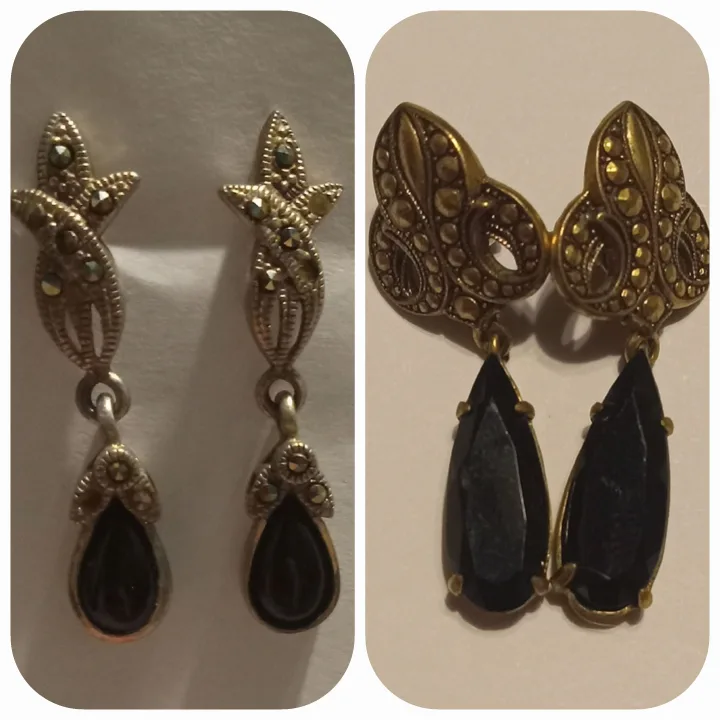 Pretty Marquesite/Onyx Earrings thumbnail