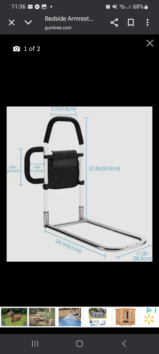 Steel Bedside Armrest - New in Box! thumbnail