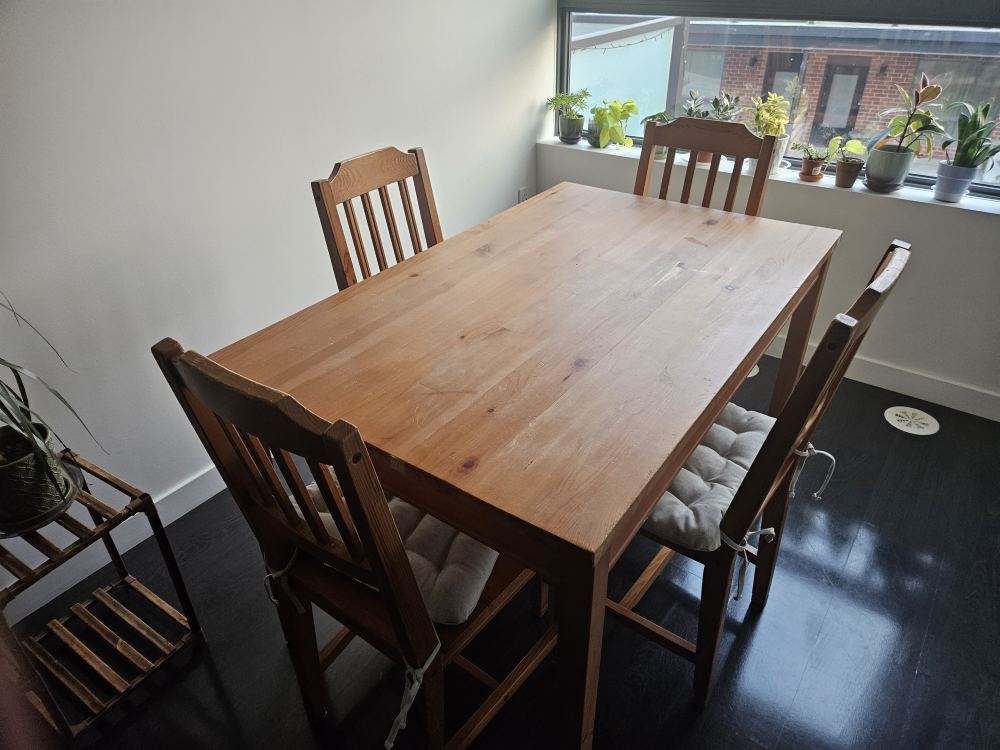 IKEA Bjursta Dining Table with 4 Chairs and pillows - photo 2