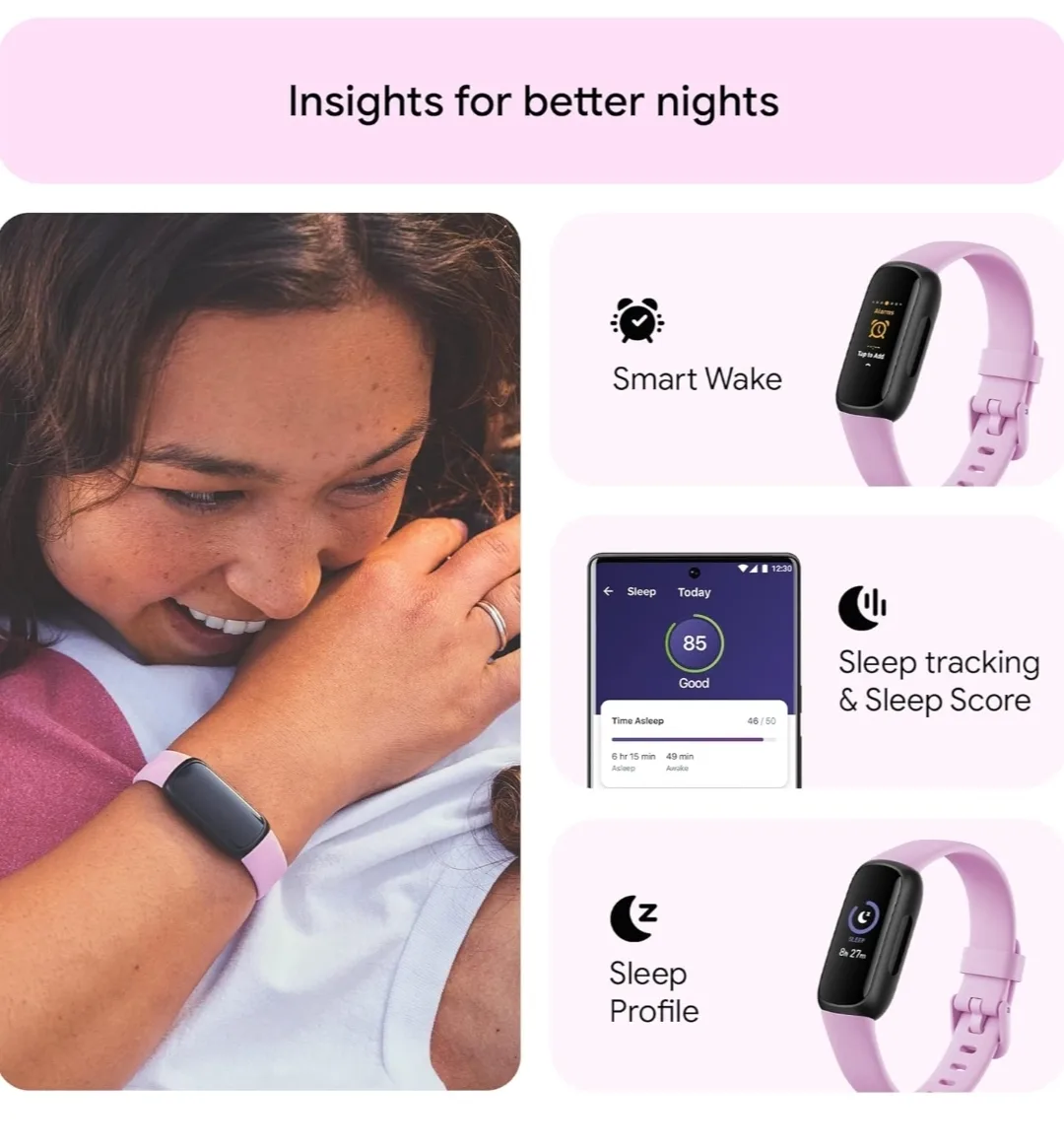 Google Fitbit Inspire 3 Health & Fitness Tracker – Lilac Bliss – image indicator(9)