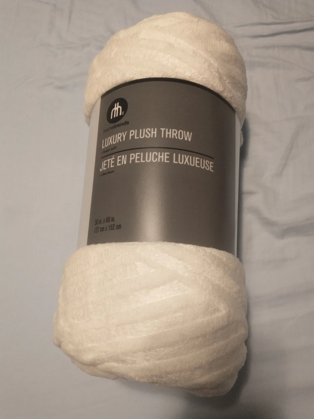 White patterned plush throw blanket thumbnail