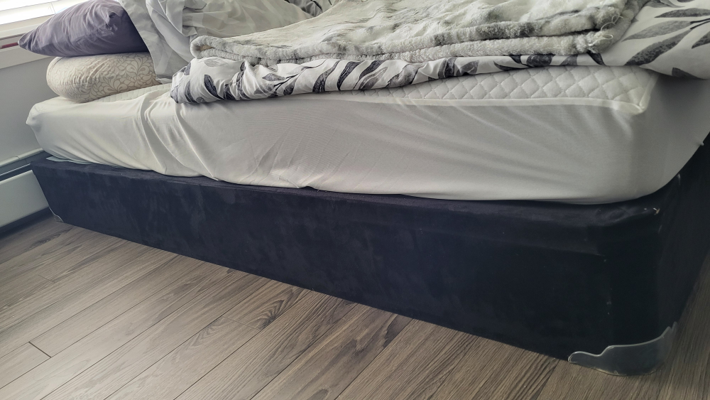 White Bed Frame, boxspring, mattress - photo 3