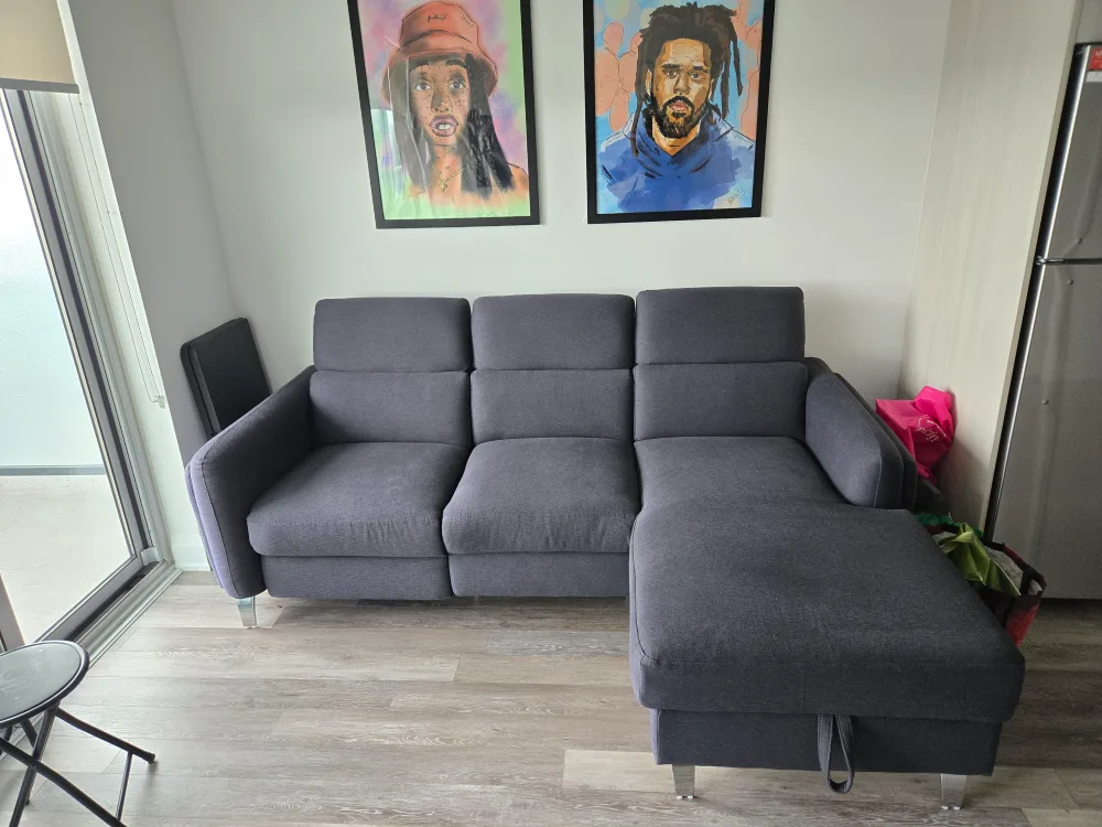 Grey 3-Seater Sofa with Chaise Lounge thumbnail