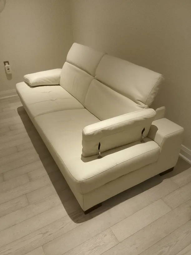 (Mobilia) Modern White real Leather Sofa image indicator(7)