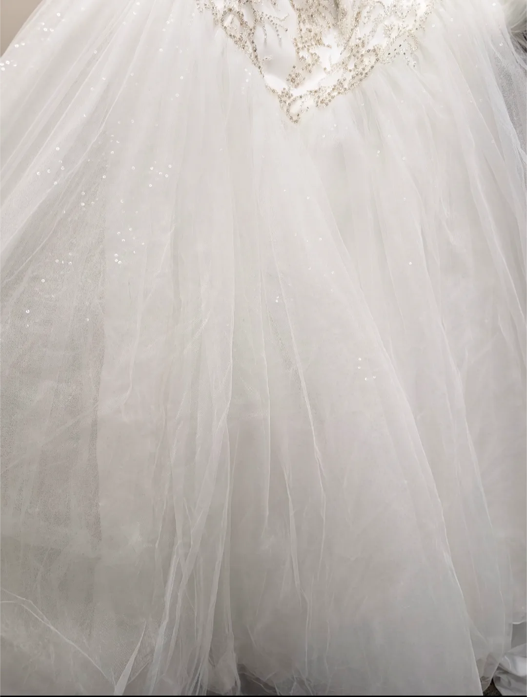 Tulle ball gown sparkly David's bridal wedding dress thumbnail