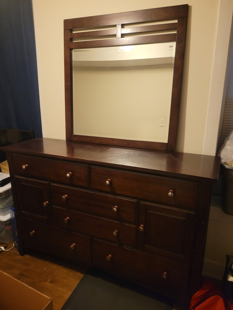 Dark Wood Dresser with Mirror